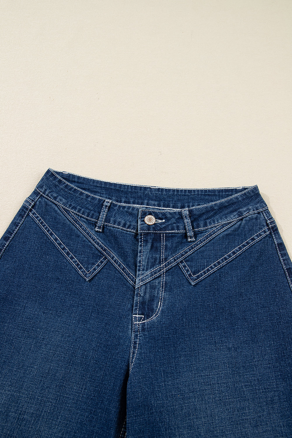 Sail Blue Stitched Waist Cuffed Denim Jeans