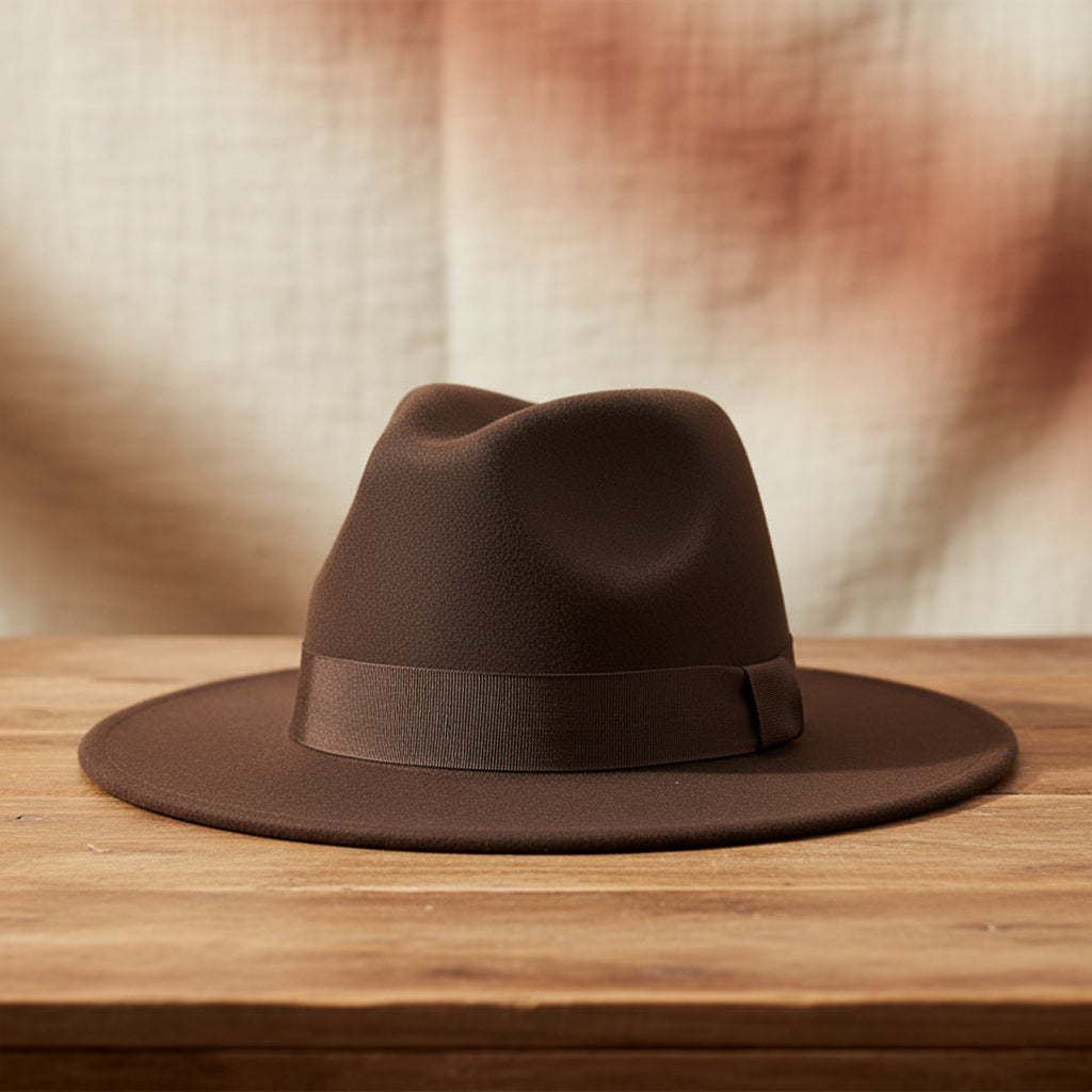 Wide Brim Bell Crown Felt Hat – Unisex Minimalist Sun Hat