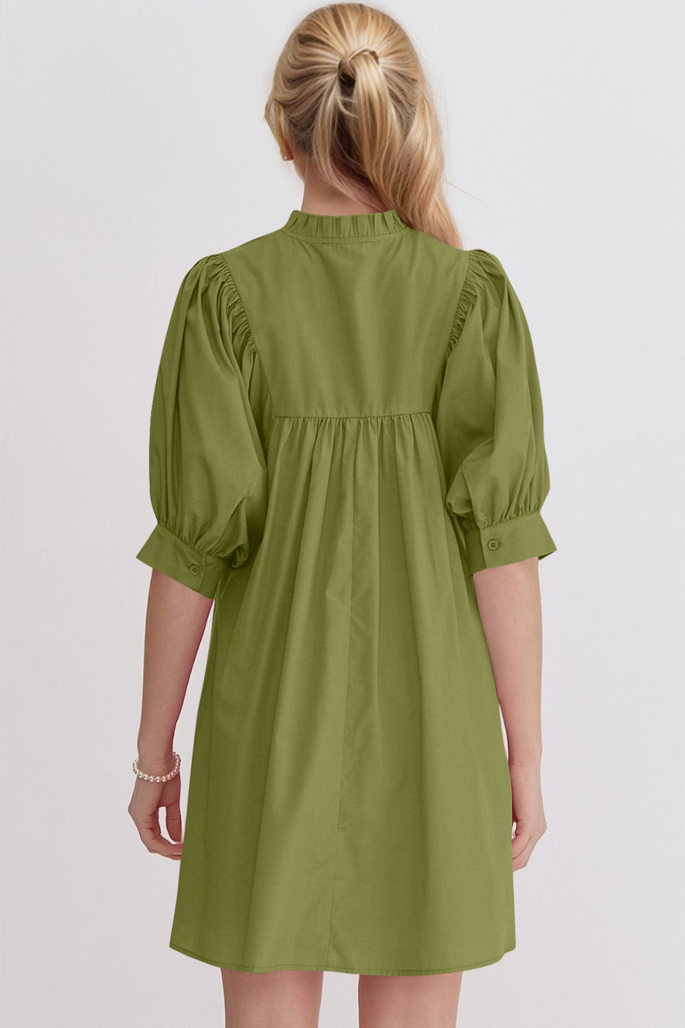 Pink Puff Sleeve Mini Dress – Casual Feminine Summer Dress