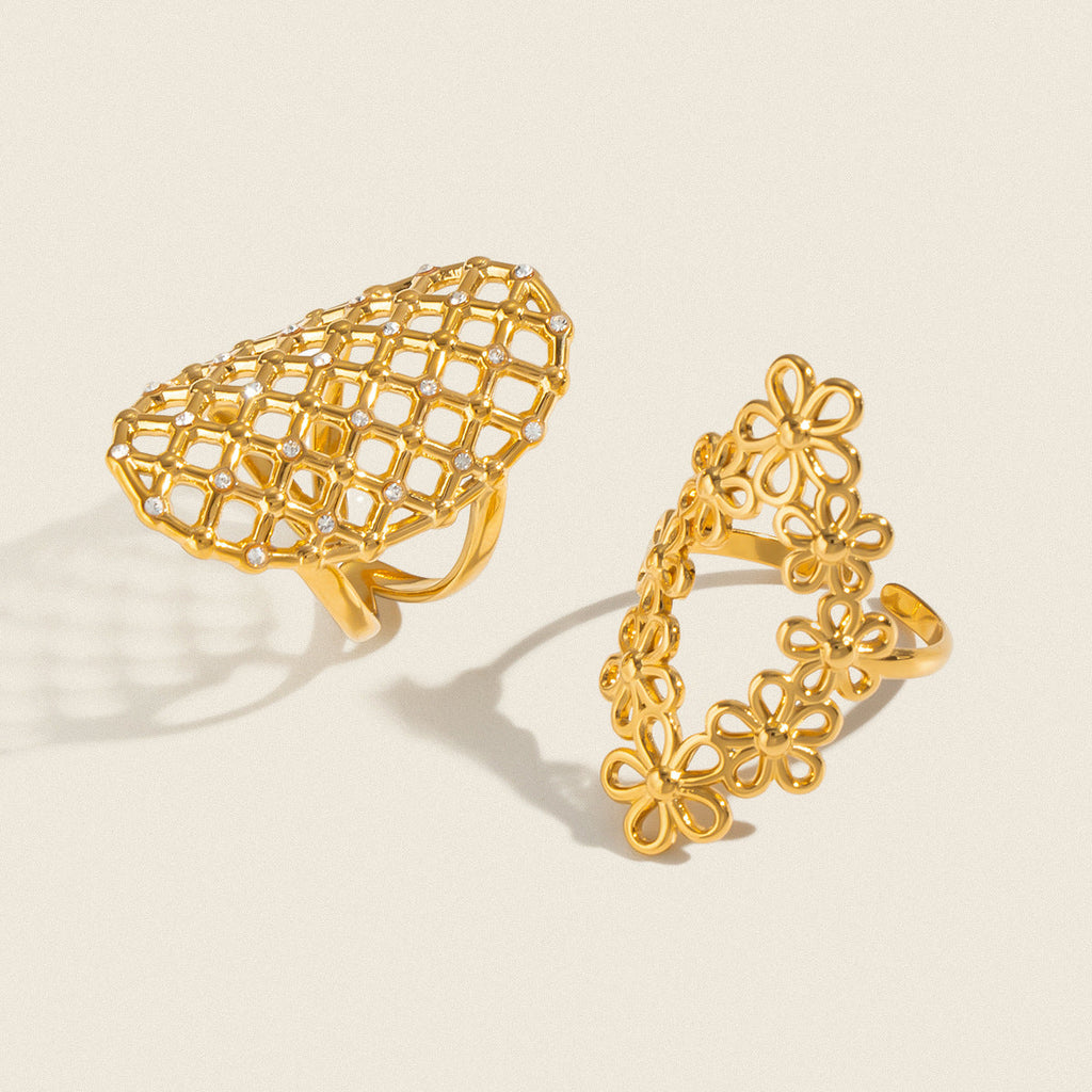 Stainless Steel Hollow-out Flower Ring