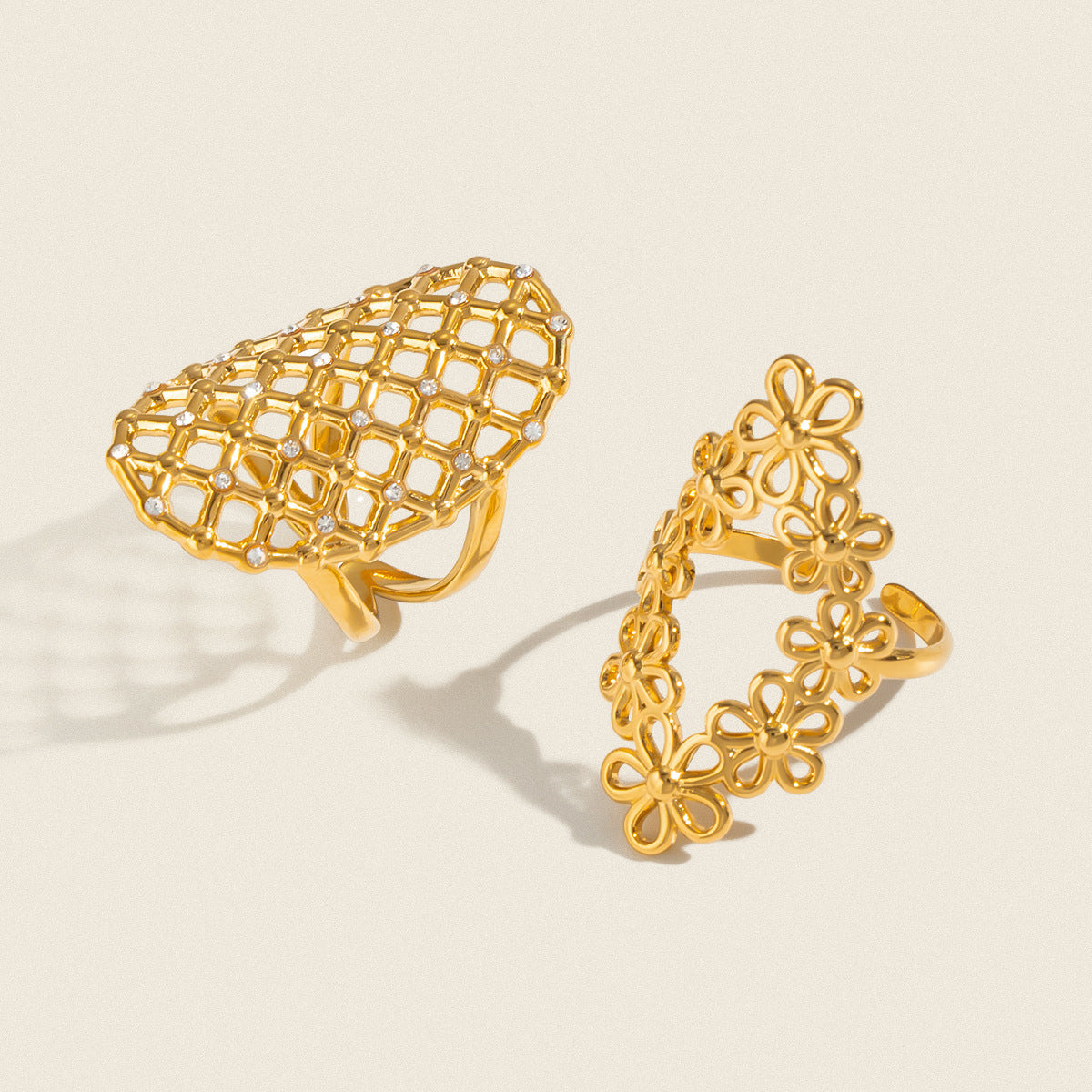 Stainless Steel Hollow-out Flower Ring