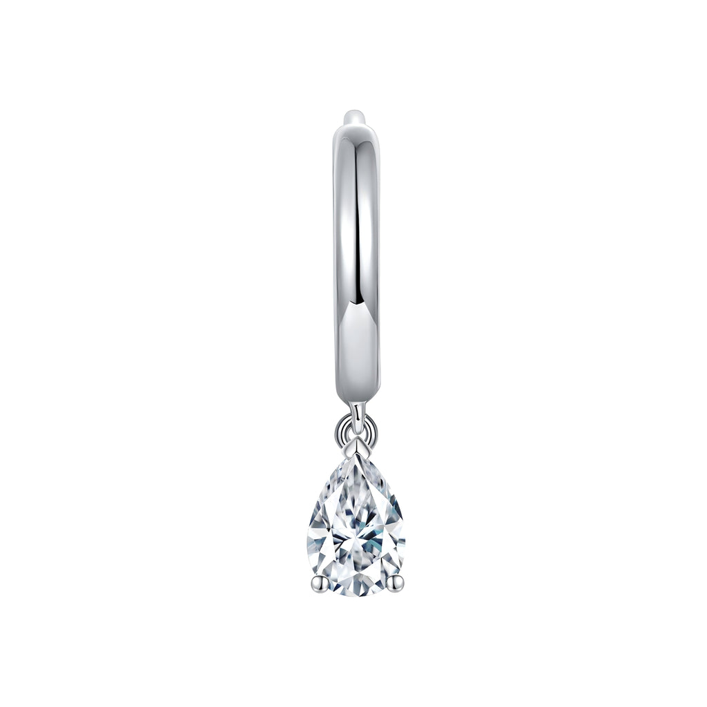 4x6mm Pear Cut Moissanite Hoop Earrings in S925 Sterling Silver