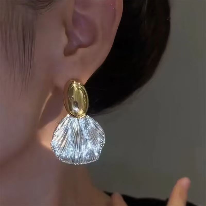 Irregular Shell Texture Statement Earrings - Gold & Silver Niche Studs