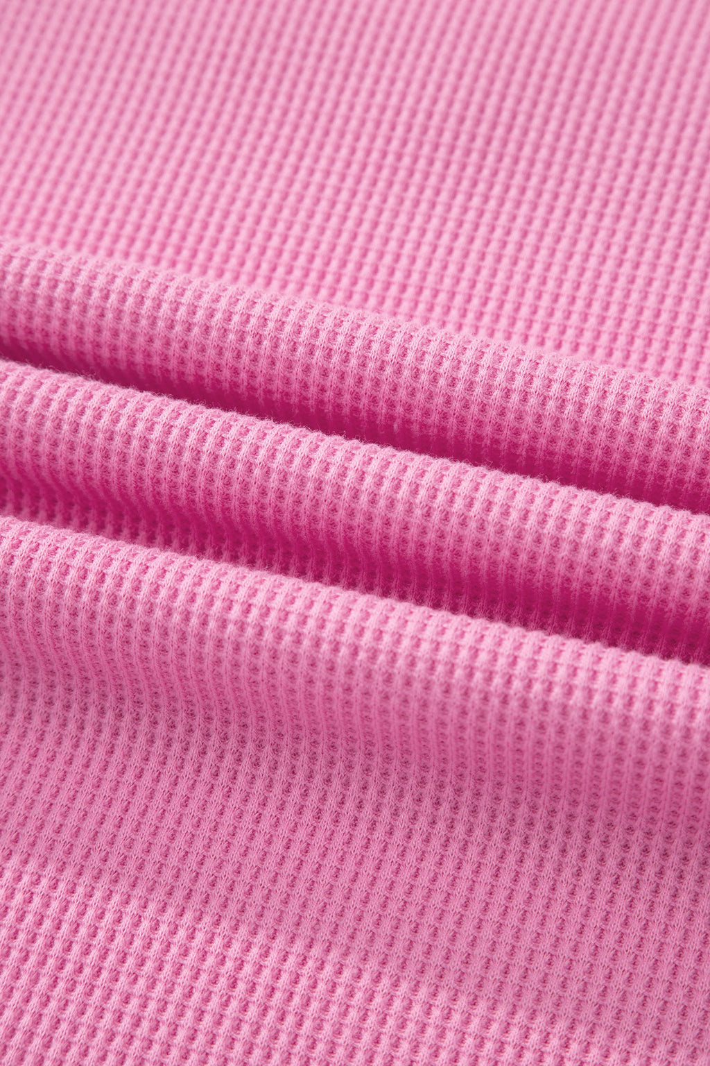 Waffle Patchwork Raw Seam Short Sleeve T-Shirt in Pink