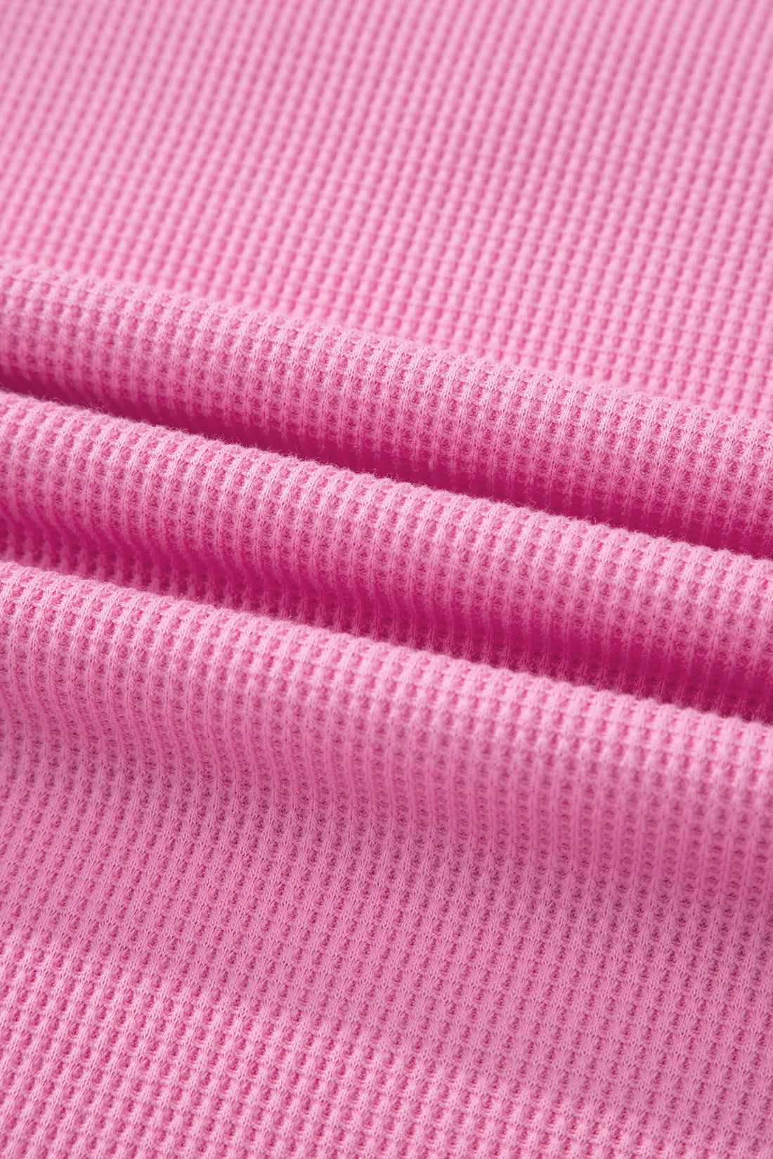 Waffle Patchwork Raw Seam Short Sleeve T-Shirt in Pink