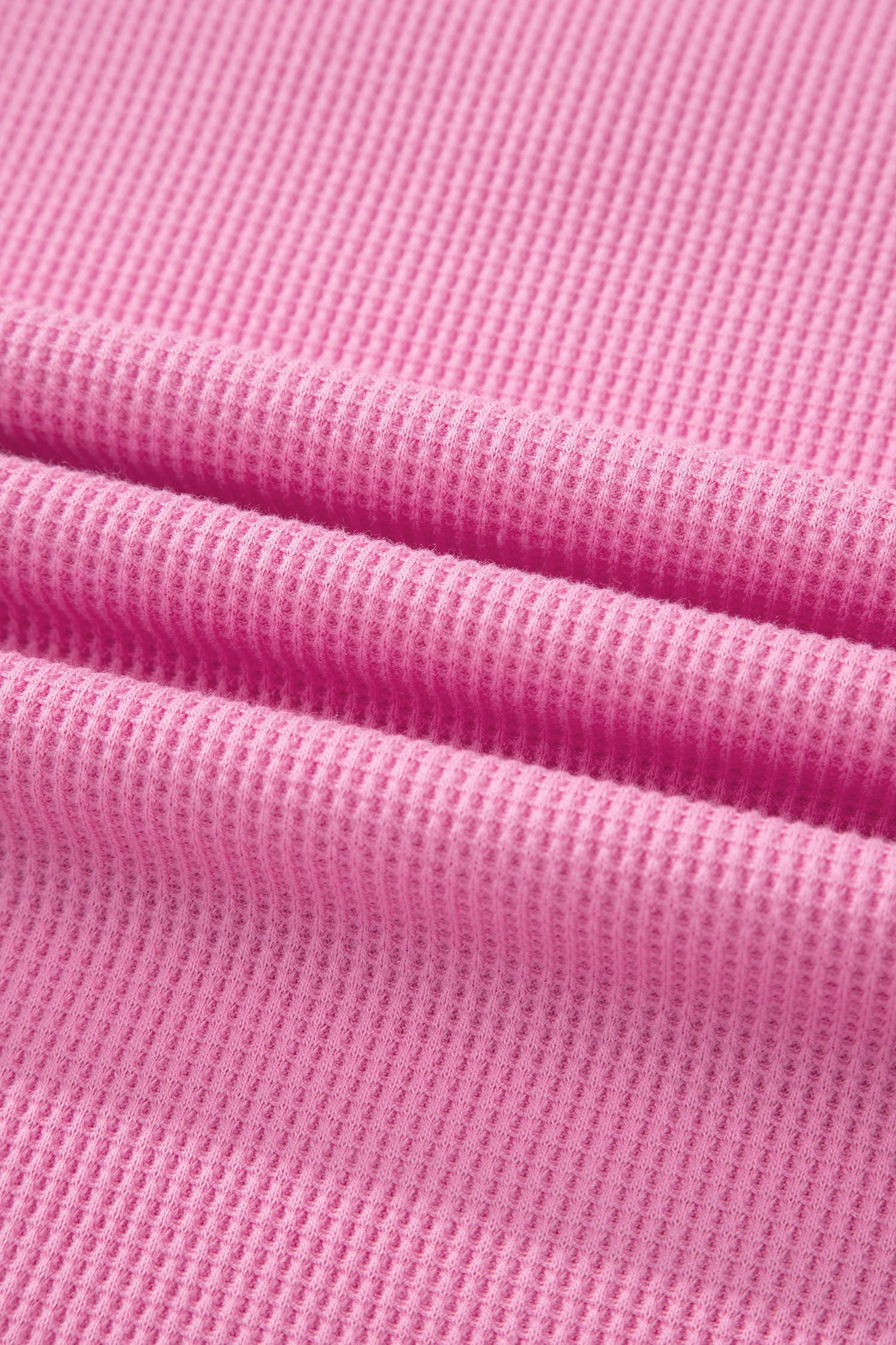 Waffle Patchwork Raw Seam Short Sleeve T-Shirt in Pink
