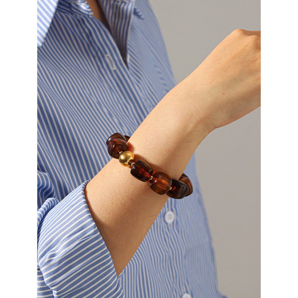 Acrylic Geometric Stainless Steel Beaded Bracelet