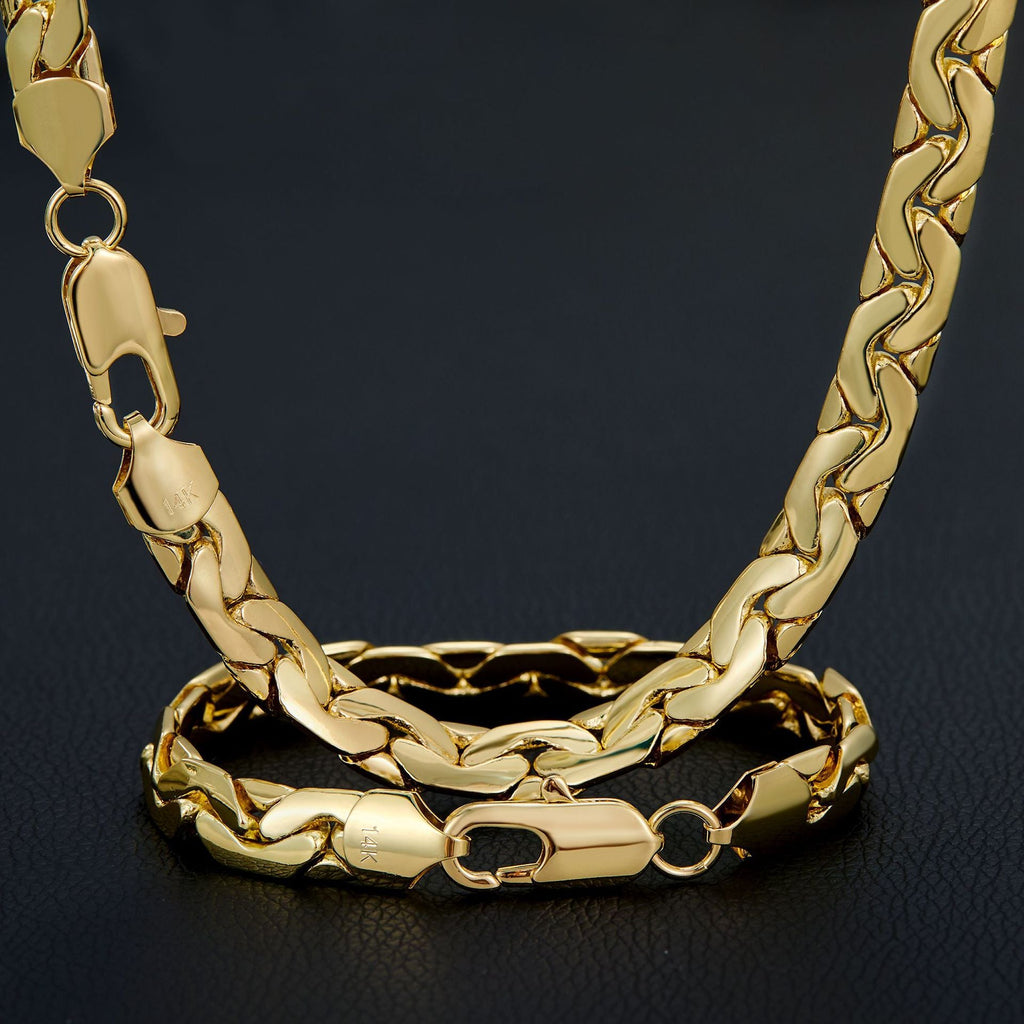 Mens Titanium Steel Hip-Hop Polished Gold Snake Chain