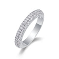 S925 Silver 3.3g Platinum Plated Moissanite Ring, 4.0mm 63pcs D VVS1 Micro Pave Band, GRA Certified US 5-9