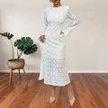White Lace Fishtail Midi Dress
