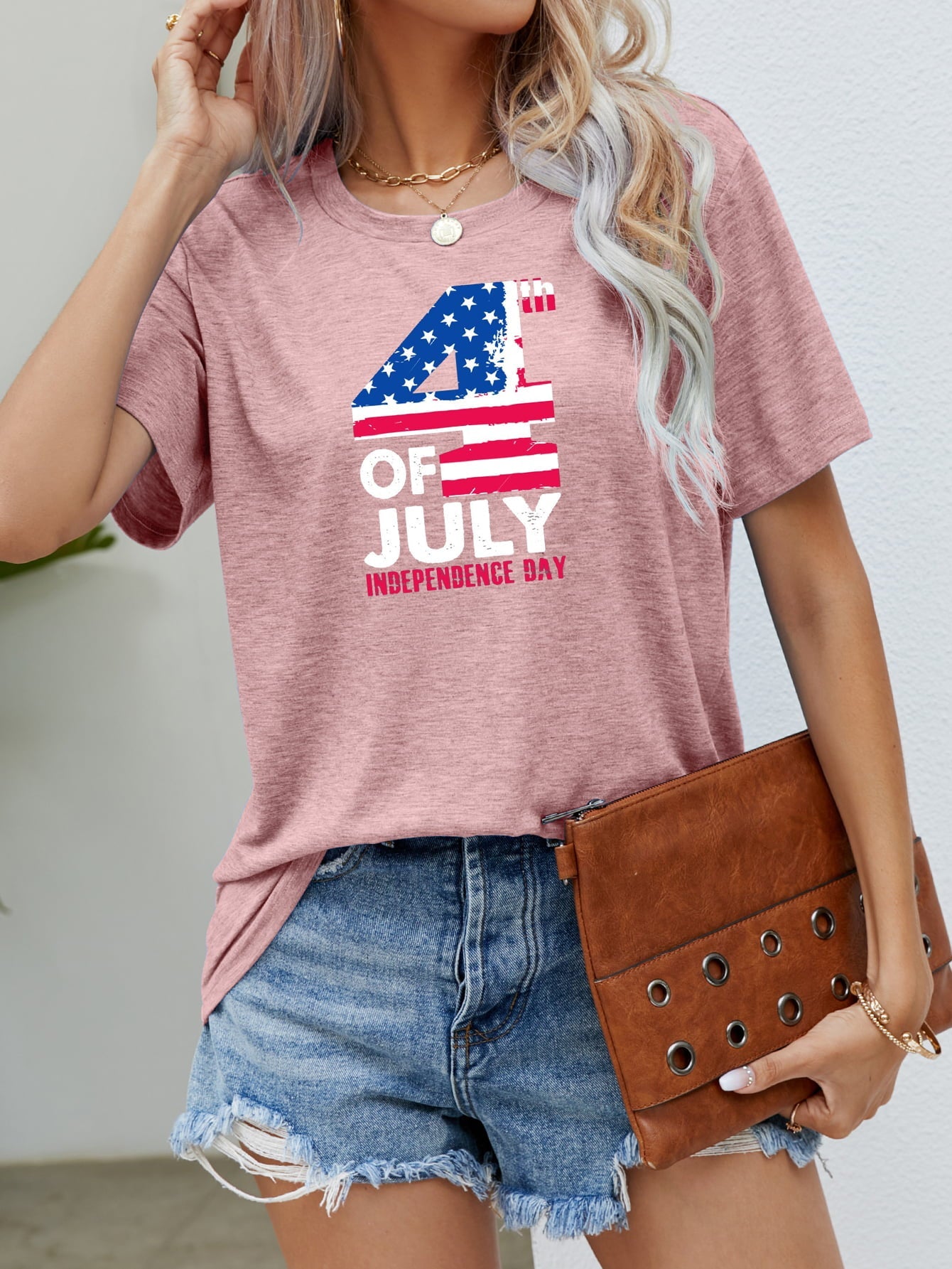 Blue USA Independence Day Graphic Tee for Women - Image 4