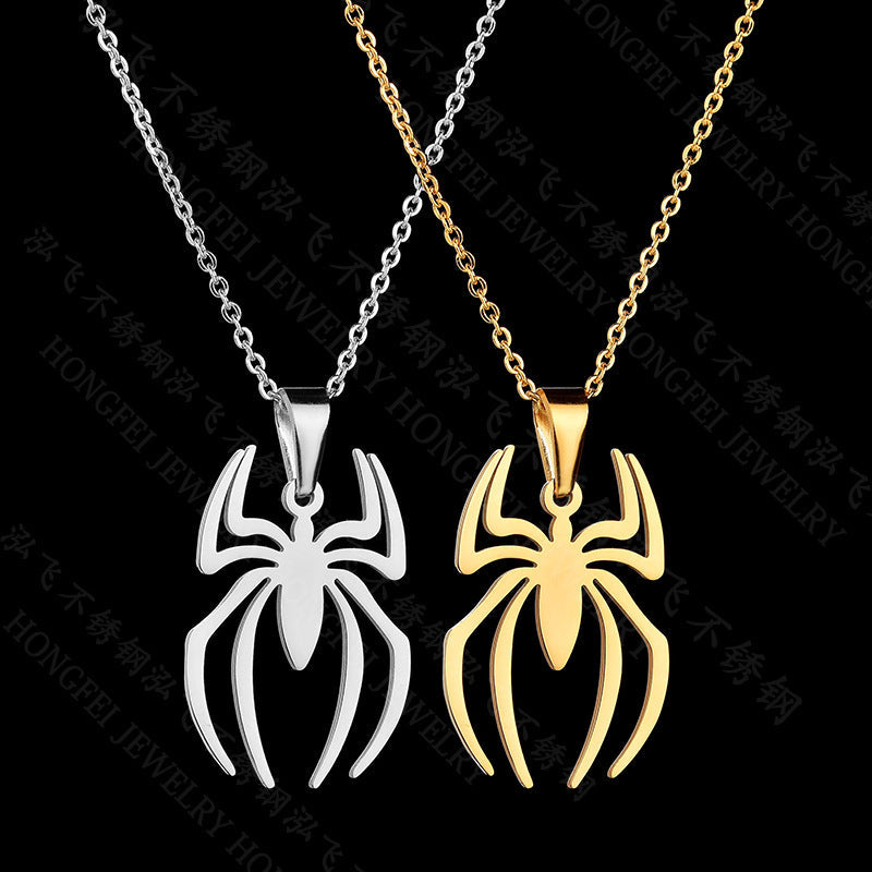 Stainless Steel Spider Pendant Necklace Gothic Style Unisex