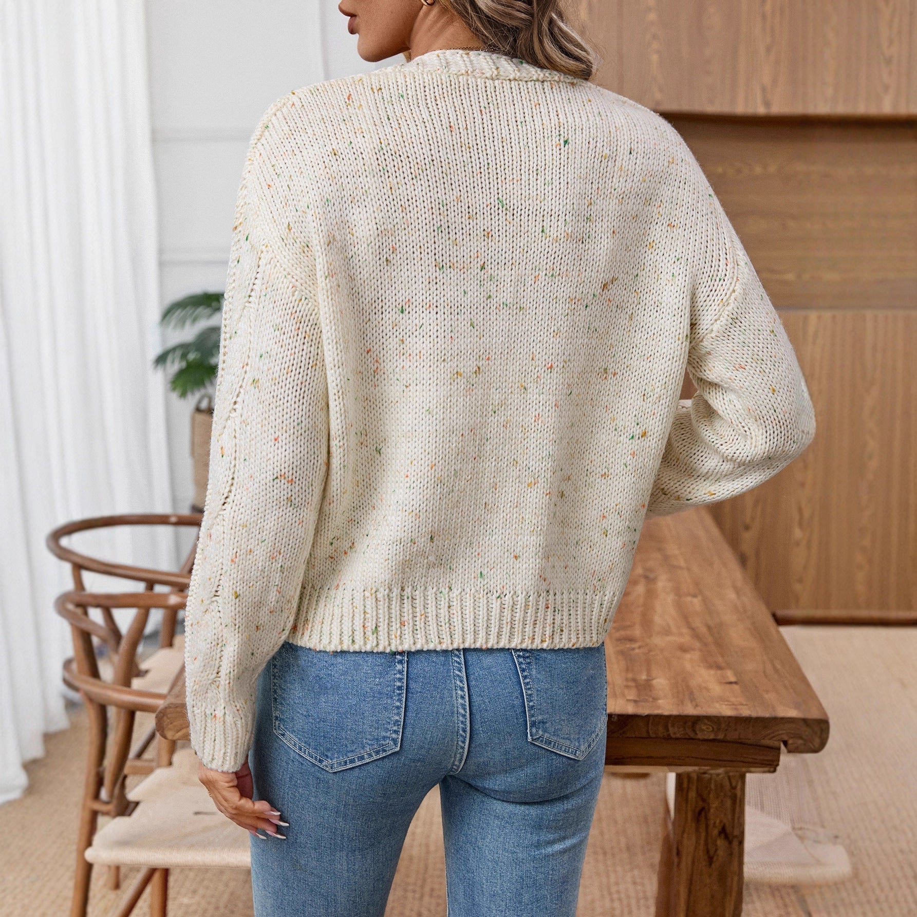 Women's Textured Cable Knit Button Up Cardigan Sweater - Image 5