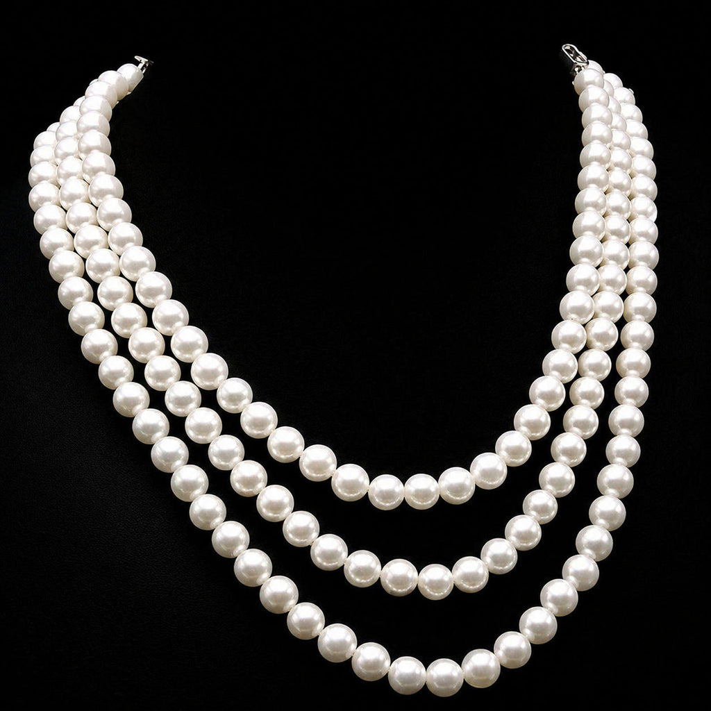 Three Or Four Multi-layer Glass Pearl Necklace Elegant Fashion Sweater Chain Dress Cheongsam Neck Chain Opera Clothing Accessories