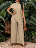 Asymmetrical Sleeveless Top and Pants Two-Piece Set for Women
