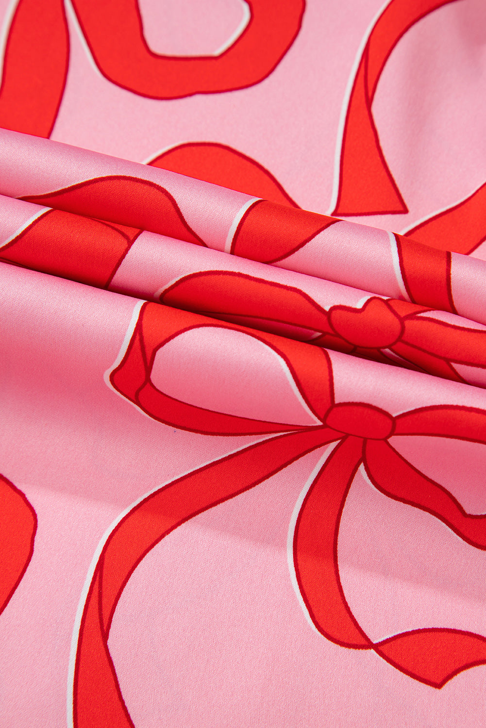 Pink Bow Print Shirt Style Long Sleeve 2pc Pajama Set