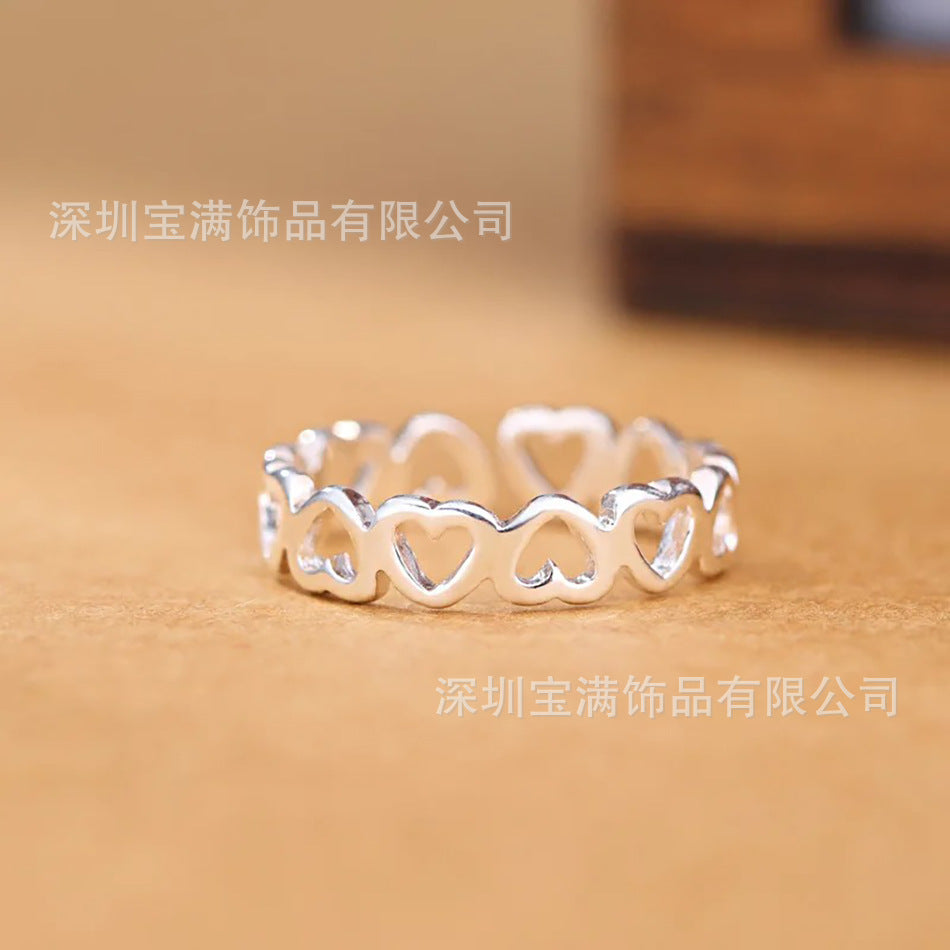 Sterling Silver Heart-shaped Ring For Women