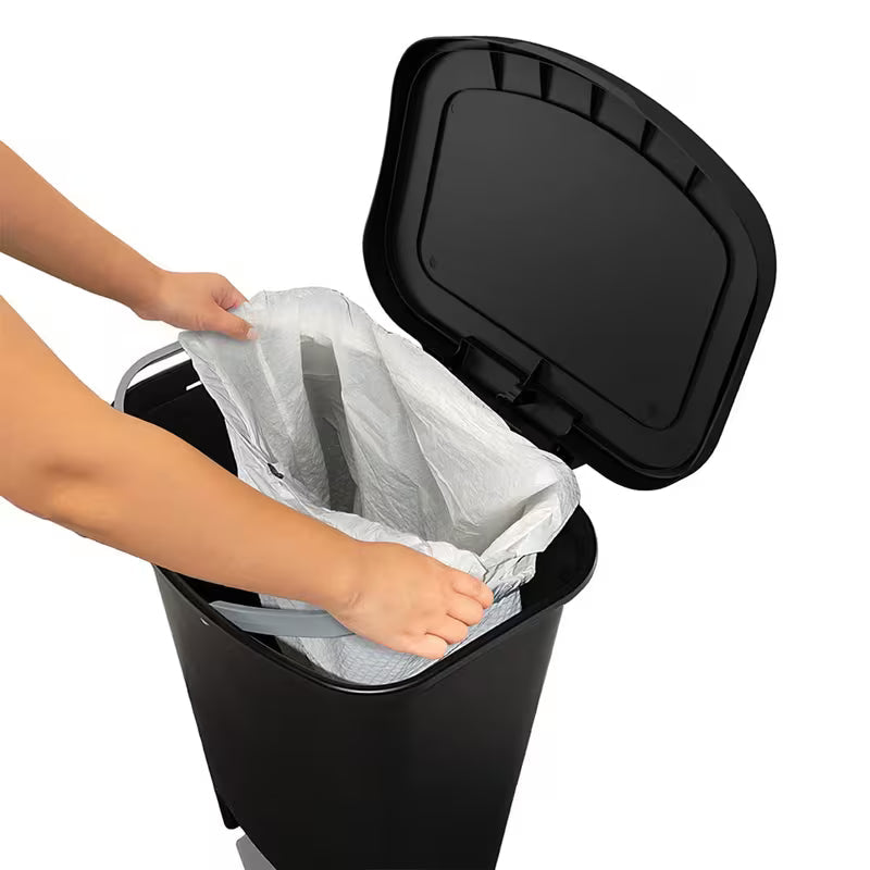 13-Gallon Kitchen Trash Can with Pedal and Bag Rings
