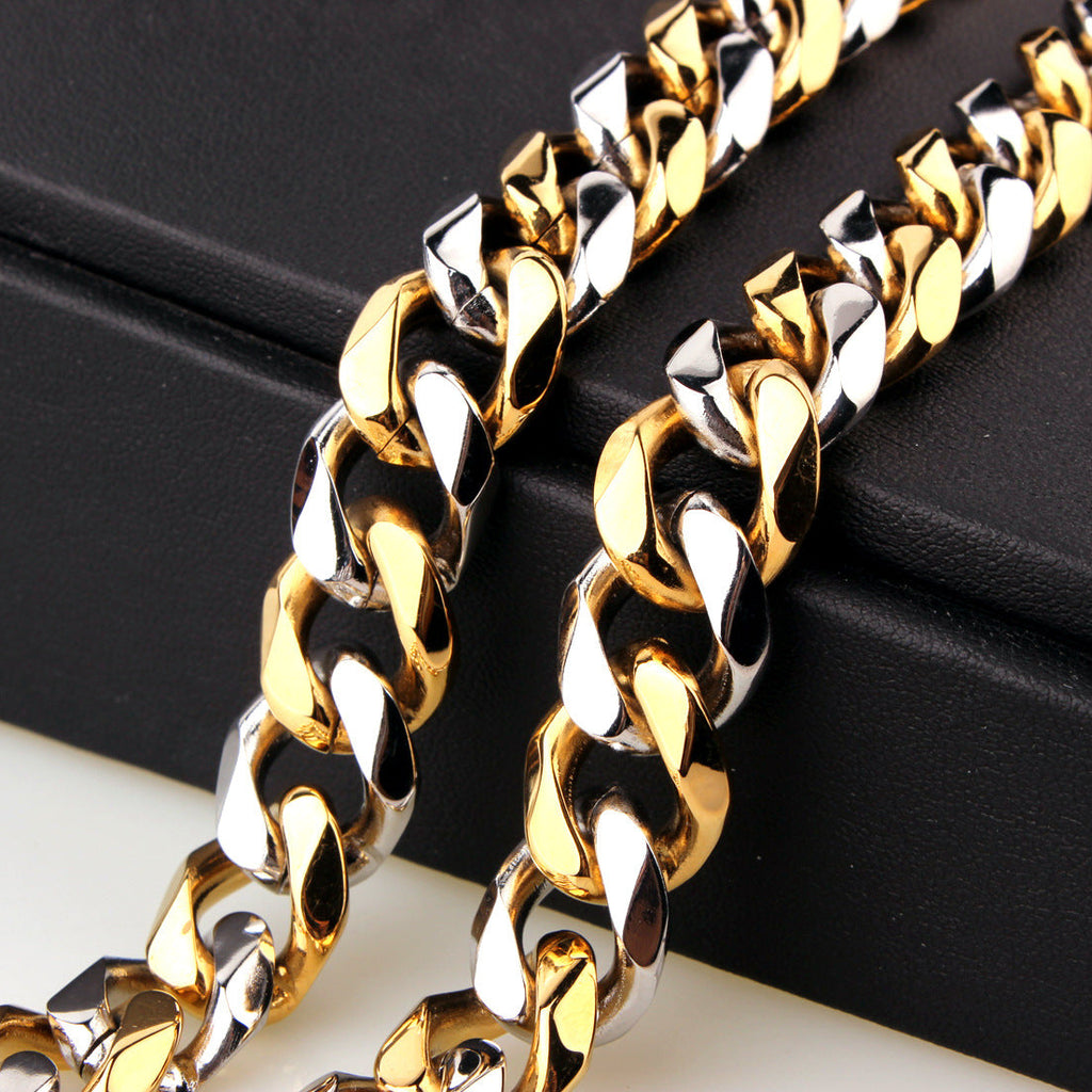 Stainless Steel Six-Sided Polished Mens Necklace