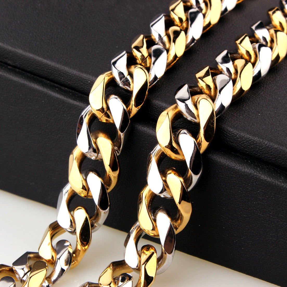 Stainless Steel Six-Sided Polished Mens Necklace