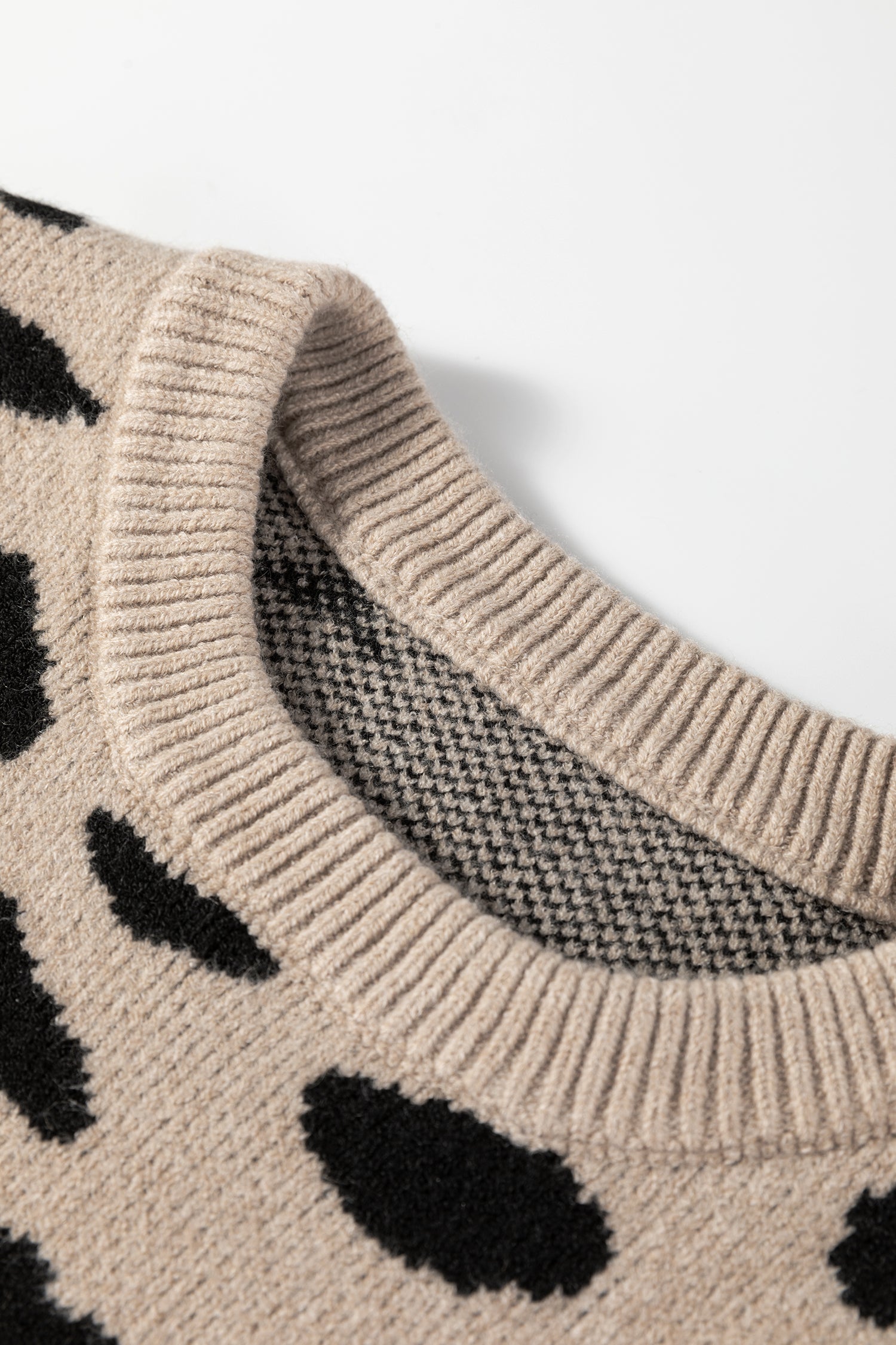 Women's Leopard Stripe Drop Shoulder Knit Sweater
