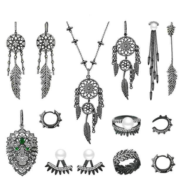 Silver Dreamcatcher Earrings with Lion & Feather Design