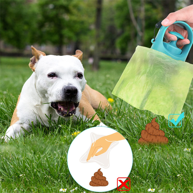 Portable Eight-Claw Dog Pooper Scooper with Bag Dispenser - Teal/Grey
