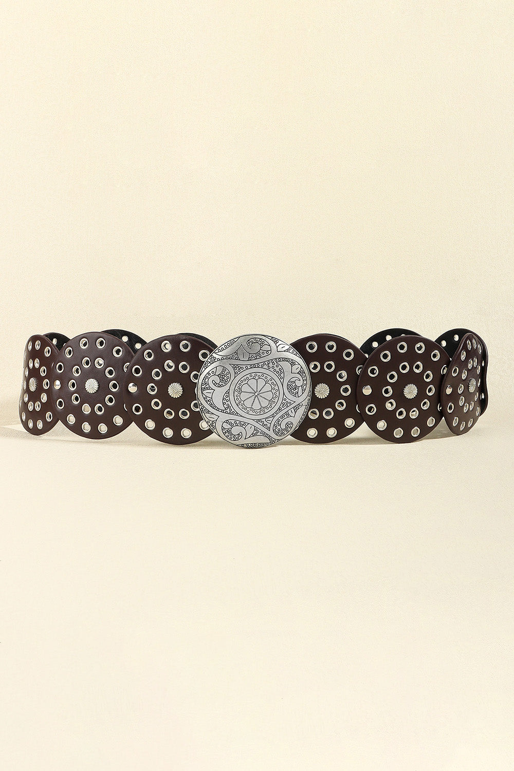 Vintage PU Leather Wide Belt for Women | Black & Silver