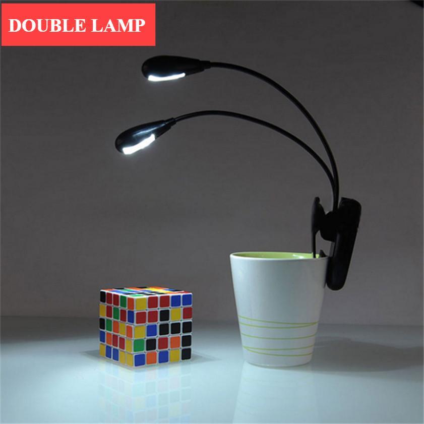 Double Gooseneck LED Clip-On Reading Light – Black Minimalist Lamp