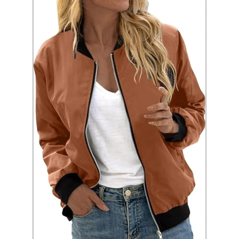 Women's Minimalist Color-Block Zip Jacket