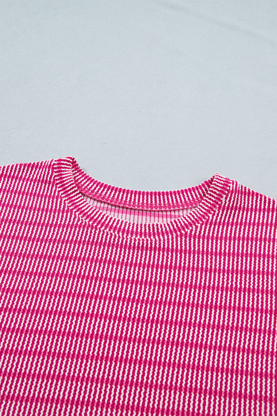 Stripe Ribbed Loose Tee & Drawstring Short Set