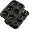 Webake Mini Fluted Tube Cake Pan Non-Stick 2.8 Inch Bunt Cake Pans Heavy Gauge Carbon Steel 6-Cavity Set of 2