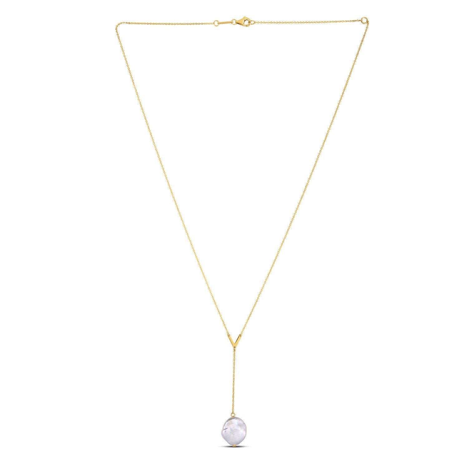 14k Yellow Gold Tesoro Pearl Lariat Necklace