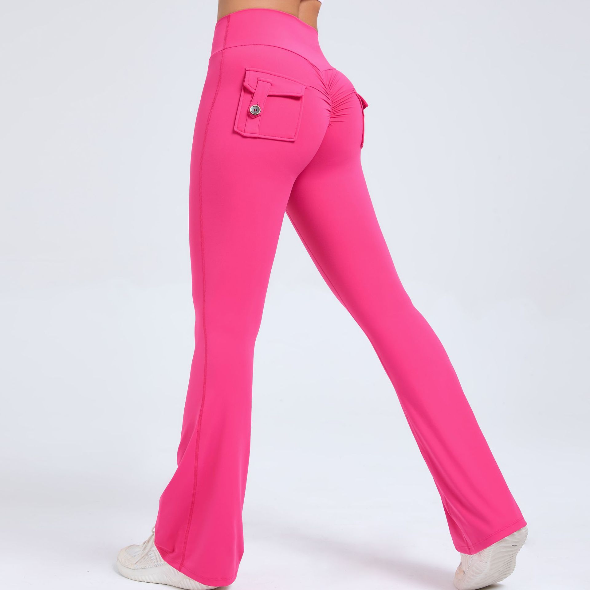 Women's High-Waisted Cargo Pocket Flare Leggings