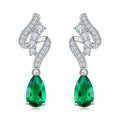 S925 Silver 2.4g 1.52ct Lab-Created Emerald Drop Earrings, 8x5mm Pear Cut