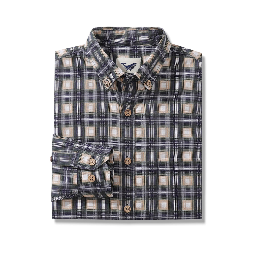 Men's Urban Sophistication Plaid Cotton Long Sleeve Shirt
