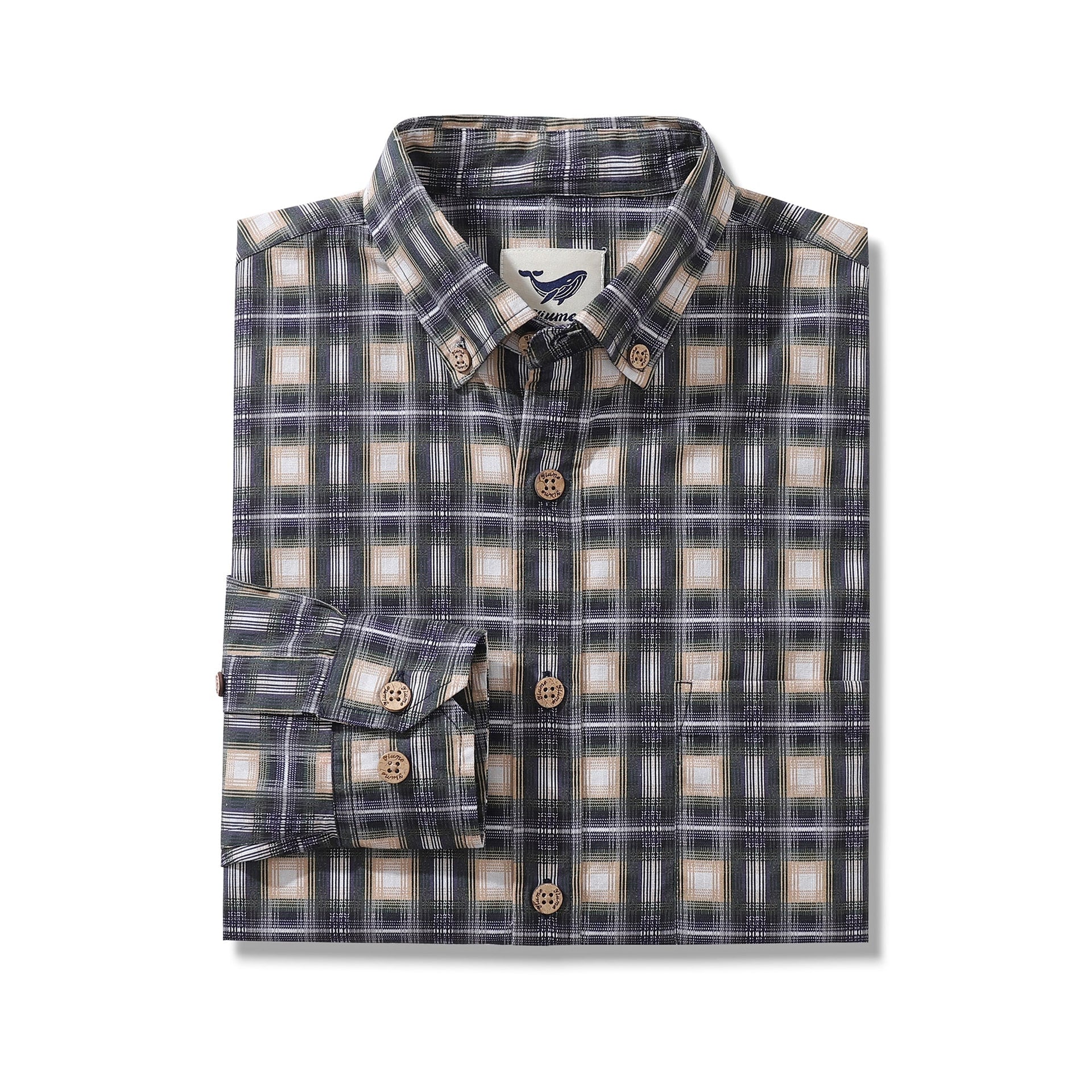 Men's Urban Sophistication Plaid Cotton Long Sleeve Shirt