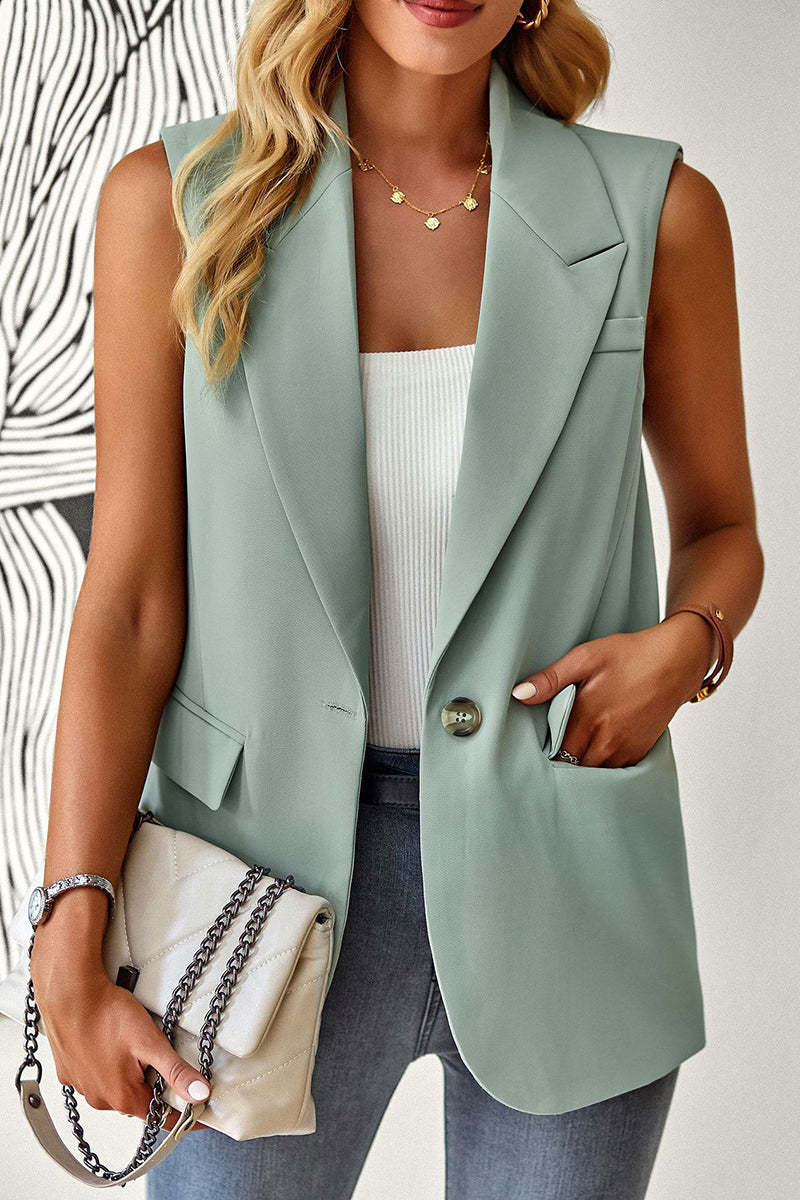 Women's Tailored Sleeveless Vest Blazer in Apricot