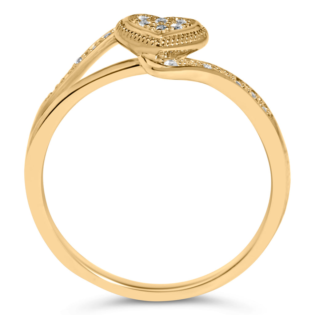 14K Yellow Gold Plated .925 Sterling Silver Diamond Accent Filigree Heart Promise Ring (I-J Color, I3 Clarity)- Size 7