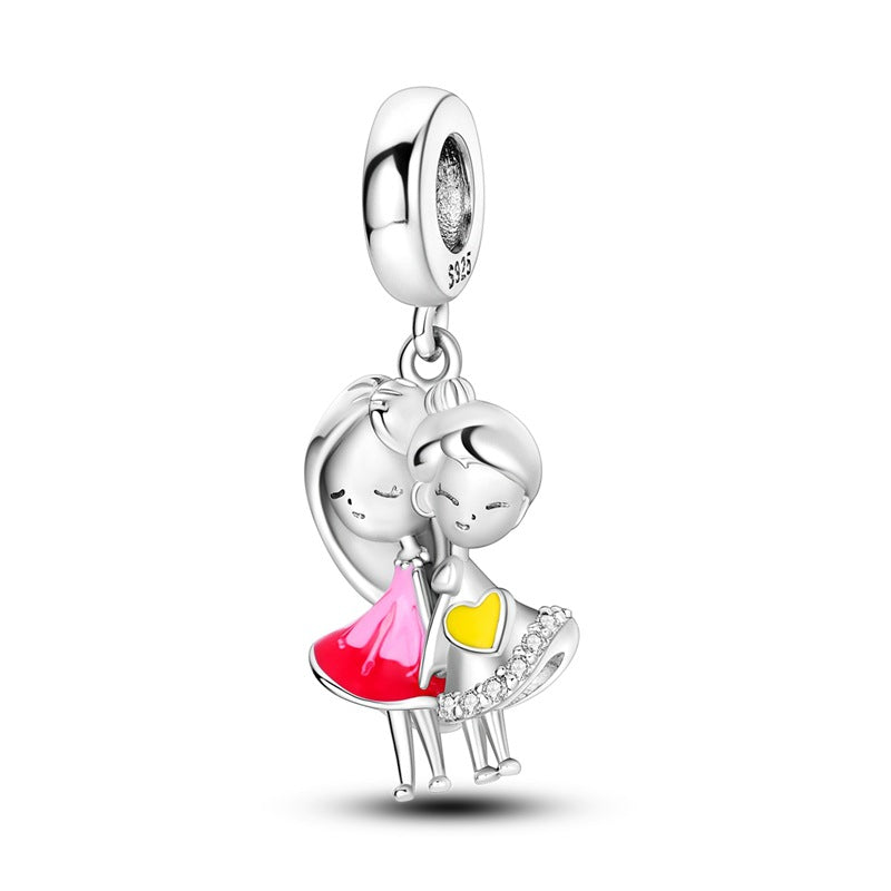 Sisterhood Friendship Heart Pendant Necklace, Silverplated Charm
