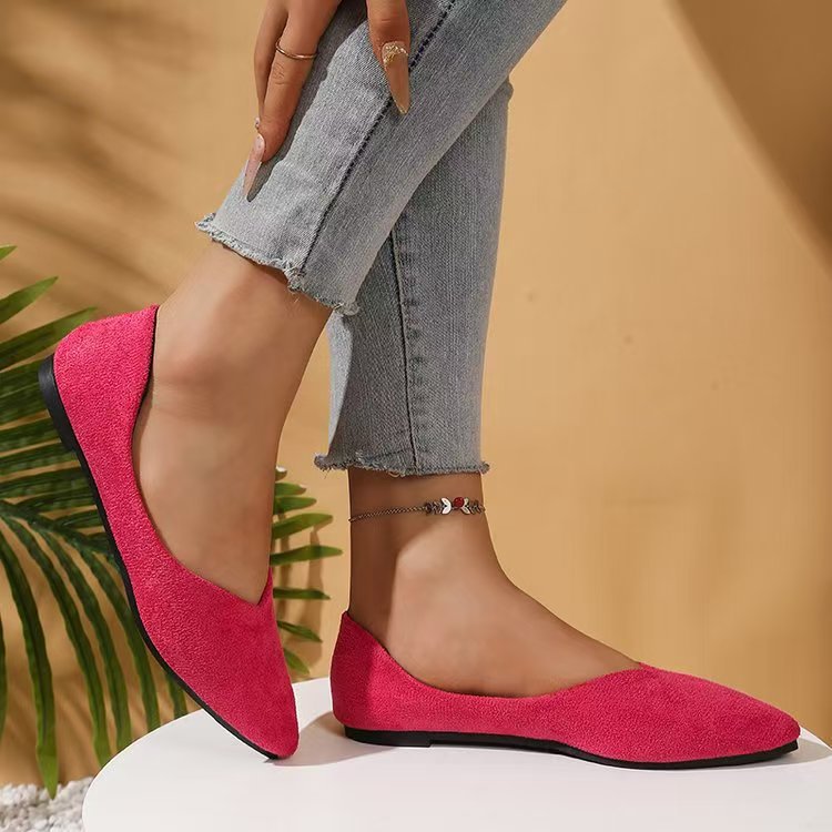 Women's Suede Pointed-Toe Flat Shoes Classic Everyday Footwear