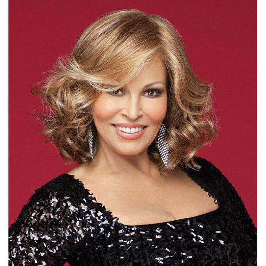 Raquel Welch Celebrity mid-length wavy wig in multi-tonal blonde with a lace front