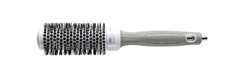 Olivia Garden 1 3/8 inch ceramic ion thermal hair brush in white and grey for professional styling