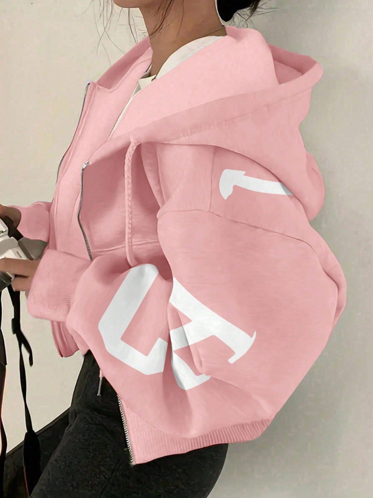 Women’s Printed Zip-Up Sweatshirt Long Sleeve Casual Jacket