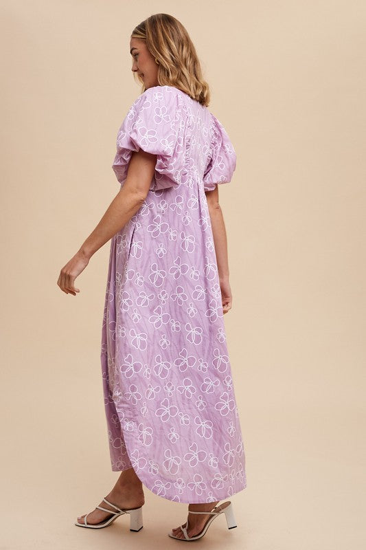 Romantic Floral Puff Sleeve Summer Dress