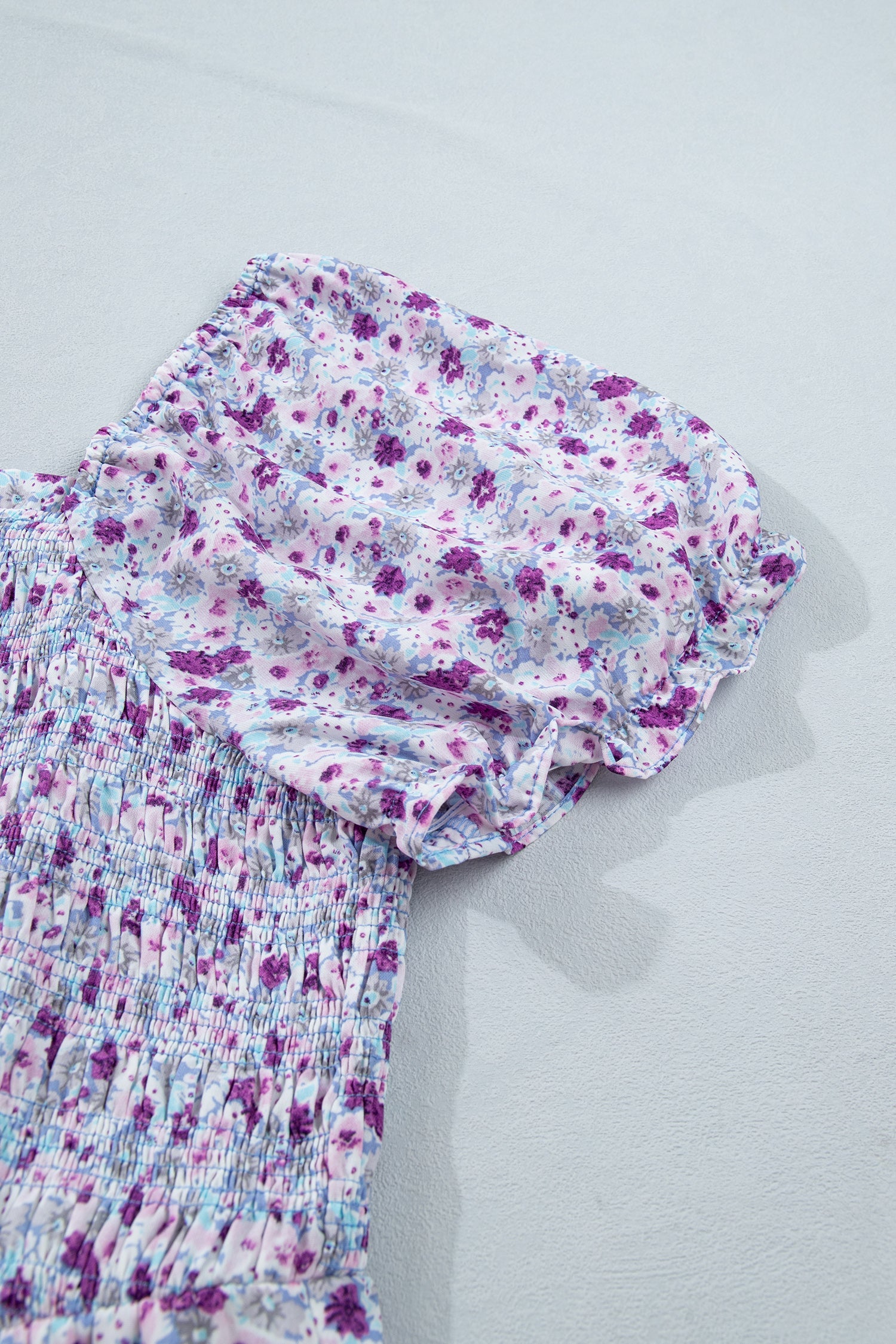 Kelsey Square Smocked Maxi Dress with Puff Sleeves and Floral Print