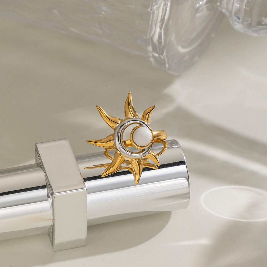 Color-block Ring With A High-end Niche Design Titanium Steel Jewelry