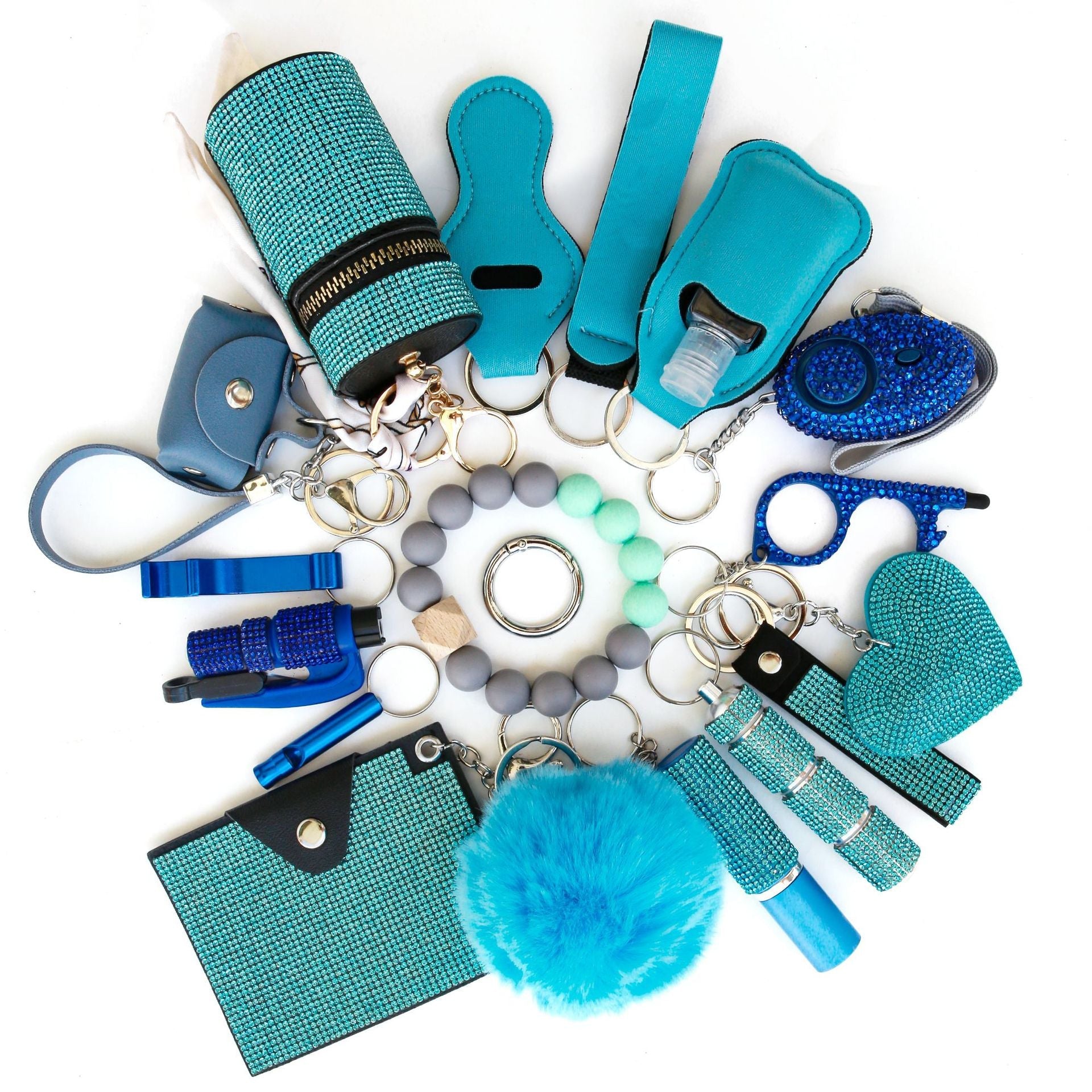 19-Piece Multifunctional Safety Defense Keychain Set for Women