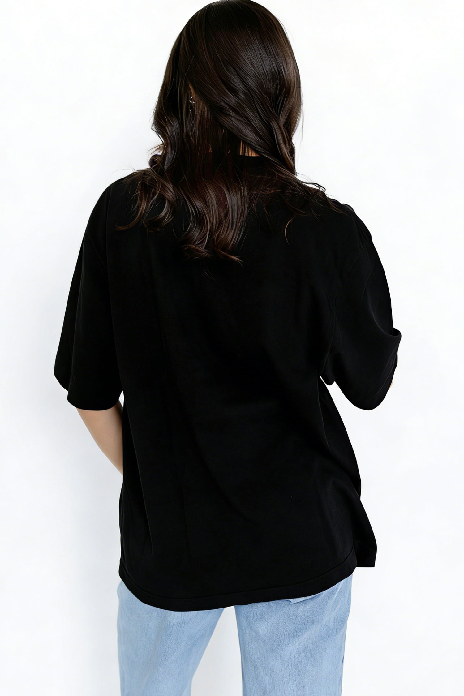 Solid High Neck Oversize Tee