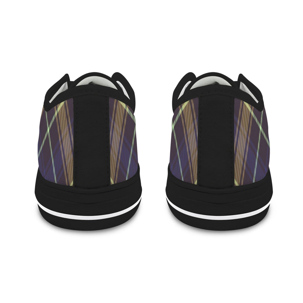 Dark Blue Plaid Low Top Canvas Sneakers for Women - Image 7